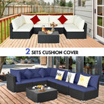  - 7 Pieces Sectional Wicker Furniture Sofa Set with Tempered Glass Top - Outdoor Style Company