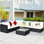  - 7 Pieces Sectional Wicker Furniture Sofa Set with Tempered Glass Top - Outdoor Style Company