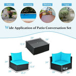  - 7 Pieces Sectional Wicker Furniture Sofa Set with Tempered Glass Top - Outdoor Style Company