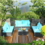  - 7 Pieces Sectional Wicker Furniture Sofa Set with Tempered Glass Top - Outdoor Style Company