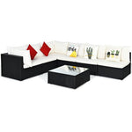  - 7 Pieces Sectional Wicker Furniture Sofa Set with Tempered Glass Top - Outdoor Style Company