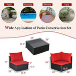  - 7 Pieces Sectional Wicker Furniture Sofa Set with Tempered Glass Top - Outdoor Style Company