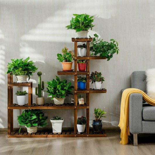  - 7 - Tier Flower Wood Stand Plant Display Rack Storage Shelf - Outdoor Style Company