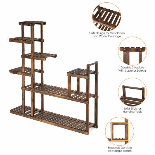  - 7 - Tier Flower Wood Stand Plant Display Rack Storage Shelf - Outdoor Style Company