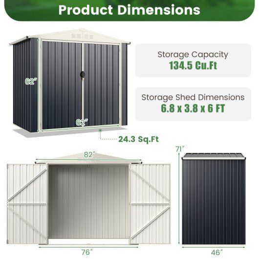  - 7 x 4 Feet Metal Outdoor Storage Shed with Lockable Door - Outdoor Style Company