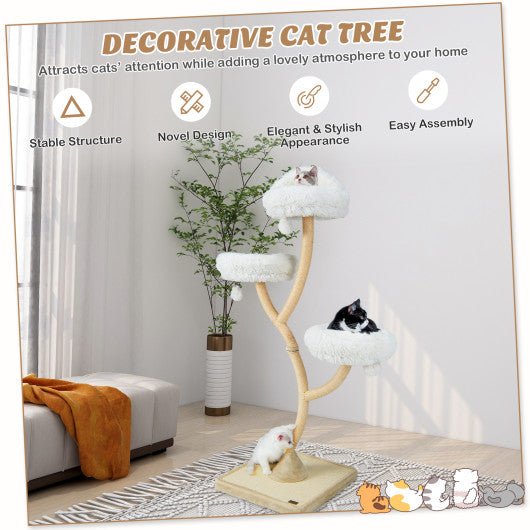  - 70 Inch Tall Cat Tree 4 - Layer Cat Tower with 3 Perches and Dangling Balls - Outdoor Style Company