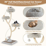  - 70 Inch Tall Cat Tree 4 - Layer Cat Tower with 3 Perches and Dangling Balls - Outdoor Style Company