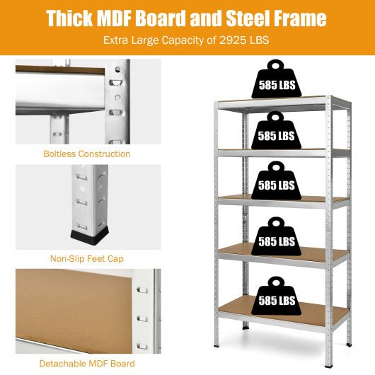  - 71 inch Heavy Duty Steel Adjustable 5 Level Storage Shelves - Outdoor Style Company