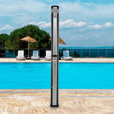  - 7.2 Feet 9.3 Gallon Solar Heated Shower with Adjustable Head and Foot Tap - Outdoor Style Company