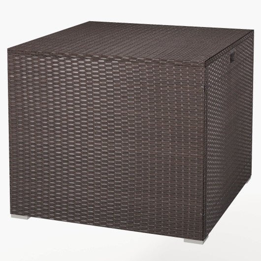  - 72 Gallon Rattan Outdoor Storage Box with Zippered Liner and Solid Pneumatic Rod - Outdoor Style Company