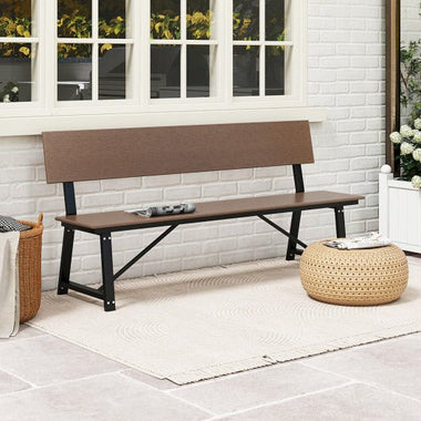  - 72 Inch Extra Long Bench with All - Weather HDPE Seat & Back for Yard Garden Porch - Outdoor Style Company