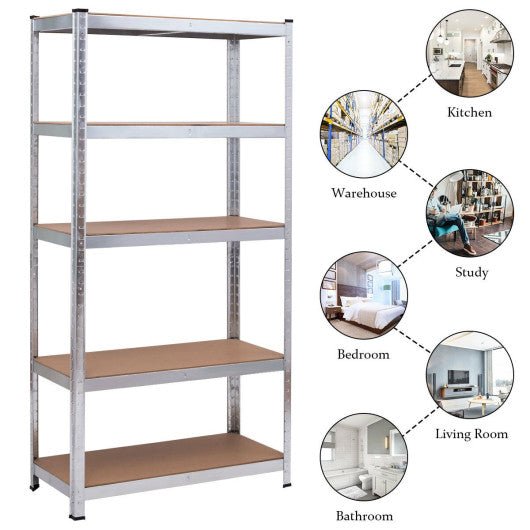  - 72 Inch Storage Rack with 5 Adjustable Shelves for Books Kitchenware - Outdoor Style Company