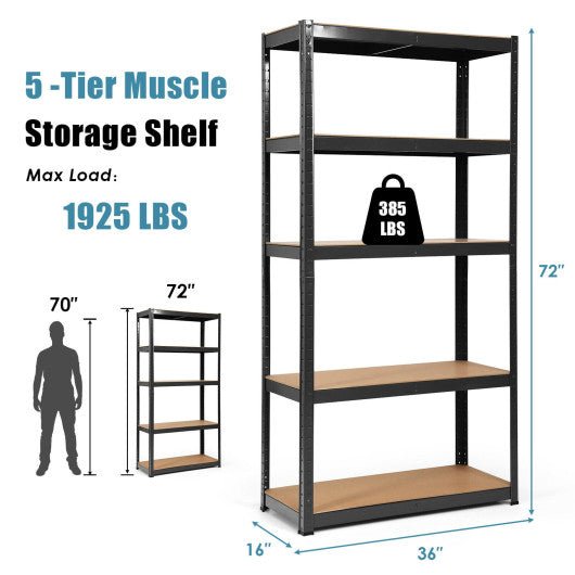  - 72 Inch Storage Rack with 5 Adjustable Shelves for Books Kitchenware - Outdoor Style Company