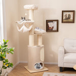  - 74 Inches Tall Wooden Cat Tower Tree with 2 - Story Cat Condo and Washable Cushions - Outdoor Style Company