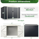  - 7.5 x 6.3 FT Metal Outdoor Storage Shed with Lockable Door - Outdoor Style Company