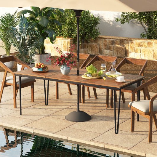  - 79 Inch 8 - Person Outdoor Dining Table with 1.9 Inch Umbrella Hole - Outdoor Style Company