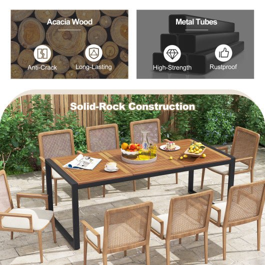  - 79 Inch Acacia Wood Patio Table with 1.9 Inch Umbrella Hole for Garden and Poolside - Outdoor Style Company