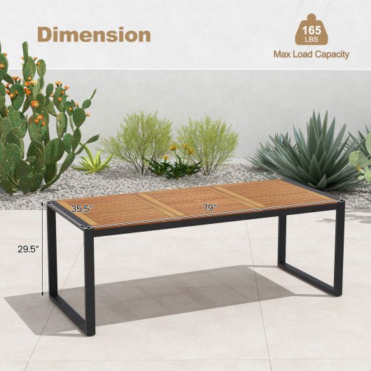  - 79 Inch Acacia Wood Patio Table with 1.9 Inch Umbrella Hole for Garden and Poolside - Outdoor Style Company