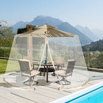  - 8 - 12 Feet Patio Umbrella Table Mesh Screen Cover Mosquito Netting - Beige - Outdoor Style Company