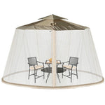  - 8 - 12 Feet Patio Umbrella Table Mesh Screen Cover Mosquito Netting - Beige - Outdoor Style Company