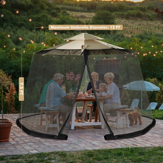  - 8 - 12 Feet Patio Umbrella Table Mesh Screen Cover Mosquito Netting - Black - Outdoor Style Company