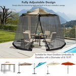  - 8 - 12 Feet Patio Umbrella Table Mesh Screen Cover Mosquito Netting - Black - Outdoor Style Company