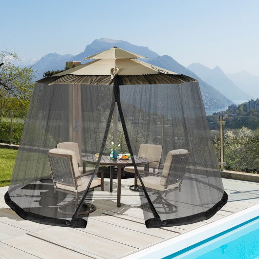  - 8 - 12 Feet Patio Umbrella Table Mesh Screen Cover Mosquito Netting - Black - Outdoor Style Company