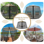  - 8 - 12 Feet Patio Umbrella Table Mesh Screen Cover Mosquito Netting - Black - Outdoor Style Company