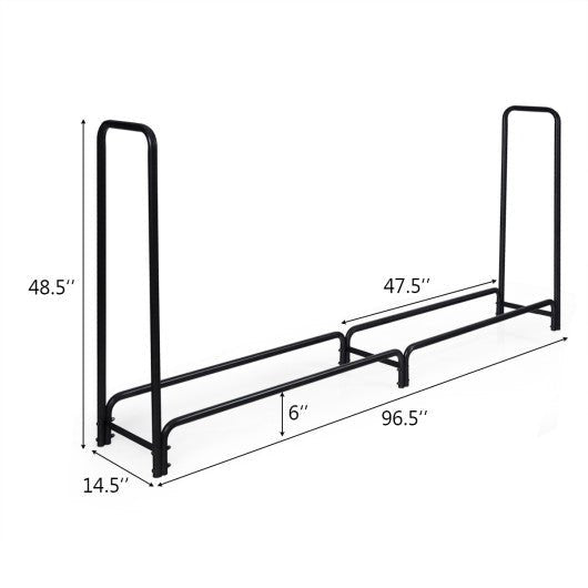  - 8 Feet Outdoor Steel Firewood Log Rack - Outdoor Style Company