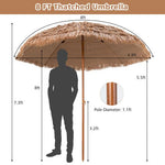  - 8 Feet Patio Thatched Tiki Umbrella Hawaiian Hula Beach Umbrella - Outdoor Style Company