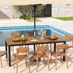  - 8 - Person Outdoor Dining Table 79 Inch Acacia Wood Patio Table with Umbrella Hole - Outdoor Style Company