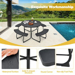  - 8 - Person Outdoor Picnic Table and Bench Set with Umbrella Hole - Outdoor Style Company