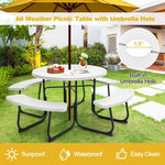  - 8 - Person Outdoor Picnic Table and Bench Set with Umbrella Hole - Outdoor Style Company