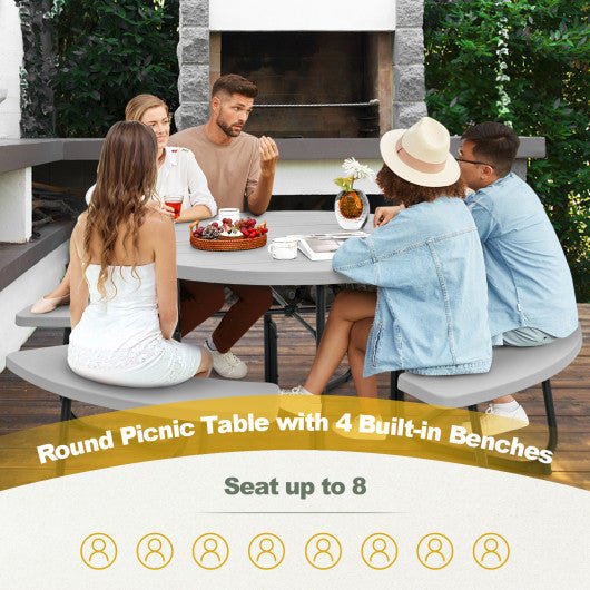  - 8 - Person Outdoor Picnic Table and Bench Set with Umbrella Hole - Outdoor Style Company