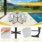  - 8 - Person Outdoor Picnic Table and Bench Set with Umbrella Hole - Outdoor Style Company