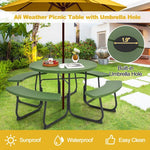  - 8 - Person Outdoor Picnic Table and Bench Set with Umbrella Hole - Outdoor Style Company