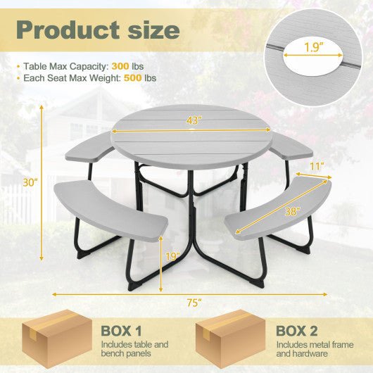  - 8 - Person Outdoor Picnic Table and Bench Set with Umbrella Hole - Outdoor Style Company