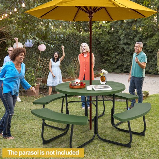  - 8 - Person Outdoor Picnic Table and Bench Set with Umbrella Hole - Outdoor Style Company