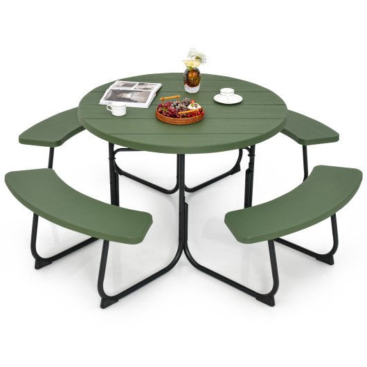  - 8 - Person Outdoor Picnic Table and Bench Set with Umbrella Hole - Outdoor Style Company