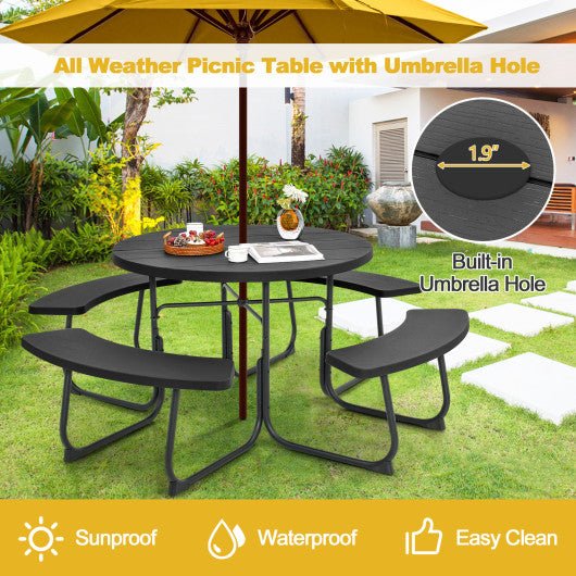  - 8 - Person Outdoor Picnic Table and Bench Set with Umbrella Hole - Outdoor Style Company