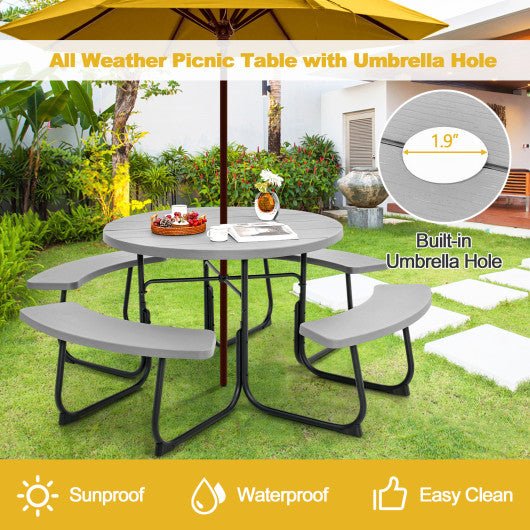  - 8 - Person Outdoor Picnic Table and Bench Set with Umbrella Hole - Outdoor Style Company