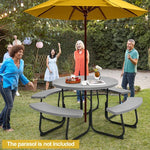  - 8 - Person Outdoor Picnic Table and Bench Set with Umbrella Hole - Outdoor Style Company