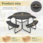  - 8 - Person Outdoor Picnic Table and Bench Set with Umbrella Hole - Outdoor Style Company