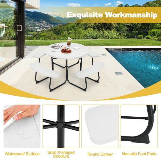  - 8 - Person Outdoor Picnic Table and Bench Set with Umbrella Hole - Outdoor Style Company