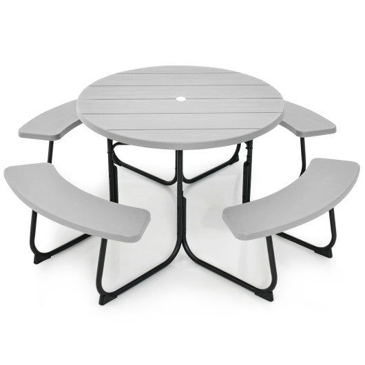  - 8 - Person Outdoor Picnic Table and Bench Set with Umbrella Hole - Outdoor Style Company