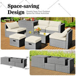  - 8 Pieces Patio Rattan Furniture Set with Storage Waterproof Cover and Cushion - Off White - Outdoor Style Company