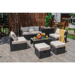  - 8 Pieces Patio Rattan Storage Table Furniture Set - Outdoor Style Company