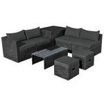  - 8 Pieces Patio Rattan Storage Table Furniture Set - Outdoor Style Company