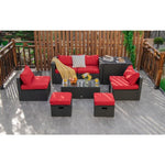  - 8 Pieces Patio Rattan Storage Table Furniture Set - Outdoor Style Company