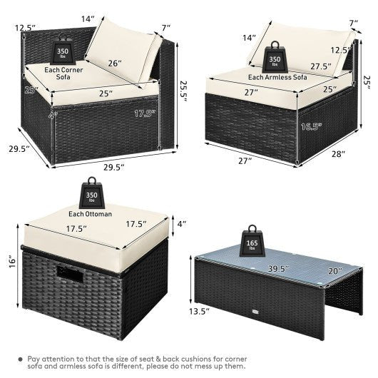  - 8 Pieces Patio Rattan Storage Table Furniture Set - Outdoor Style Company